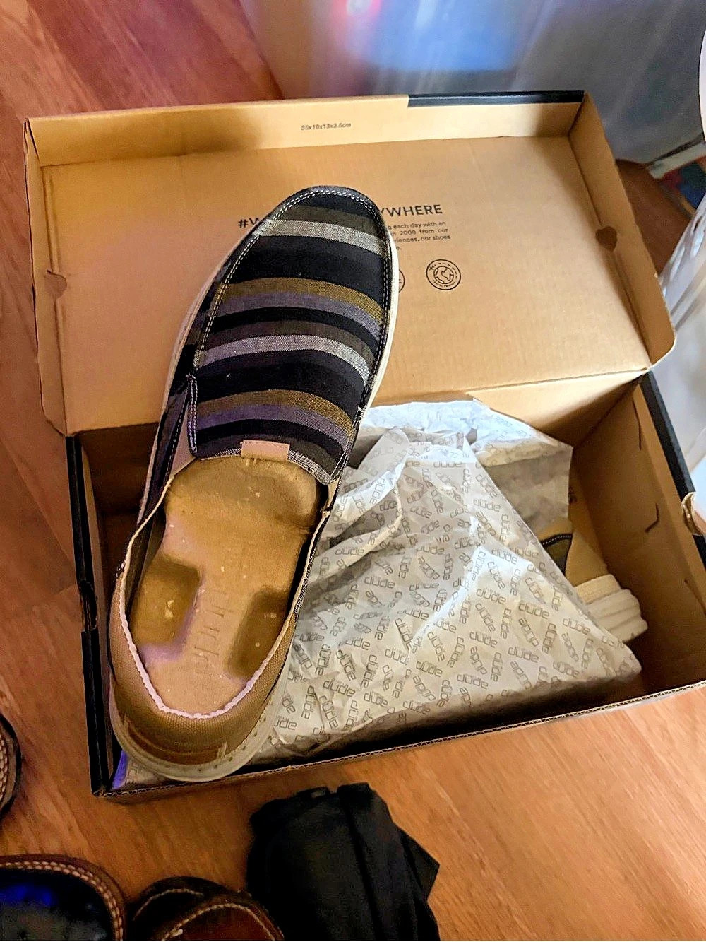 Hey Dude Striped Sneakers in Black & Gray